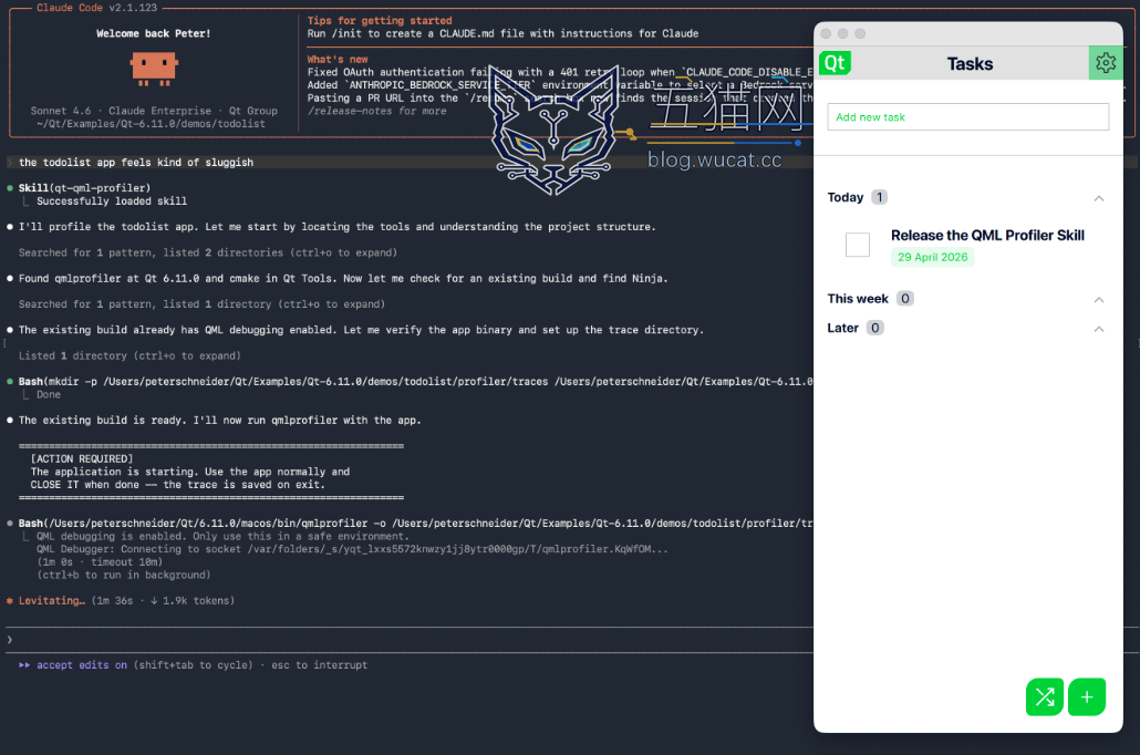 在 Claude Code CLI 中运行 QML 分析技能的屏幕截图