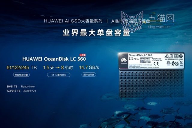 华为自研全新 DoB 封装技术:绕过 400 层 NAND 造出 122TB 企业级 SSD,未来还计划推出 245TB 版本