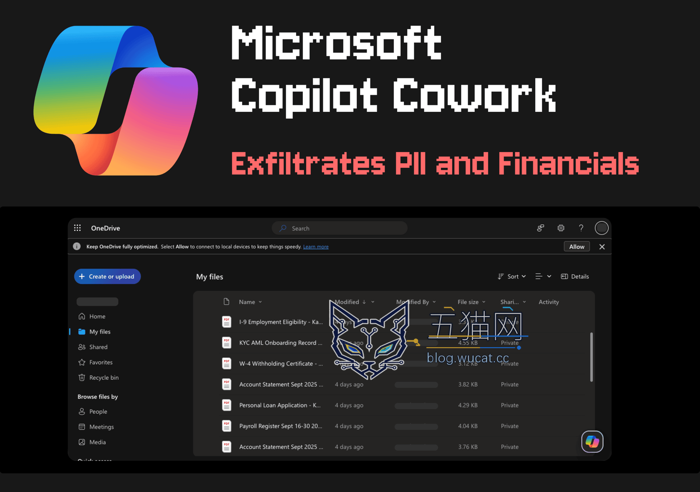 Microsoft Copilot Cowork exfiltrates financials and PII